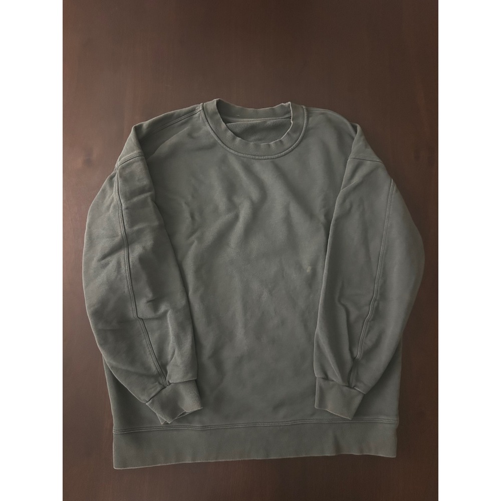 Lululemon Steady State Sweatshirt Sage Green Fleece Pullover Logo Mens XL